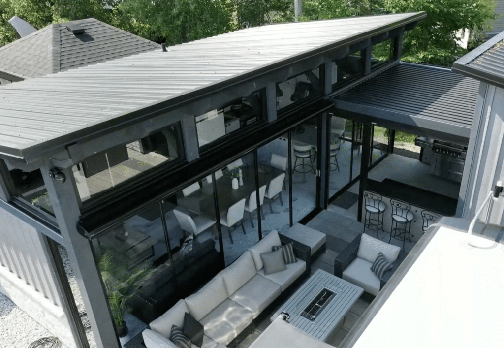 solarium et rideaux de verre